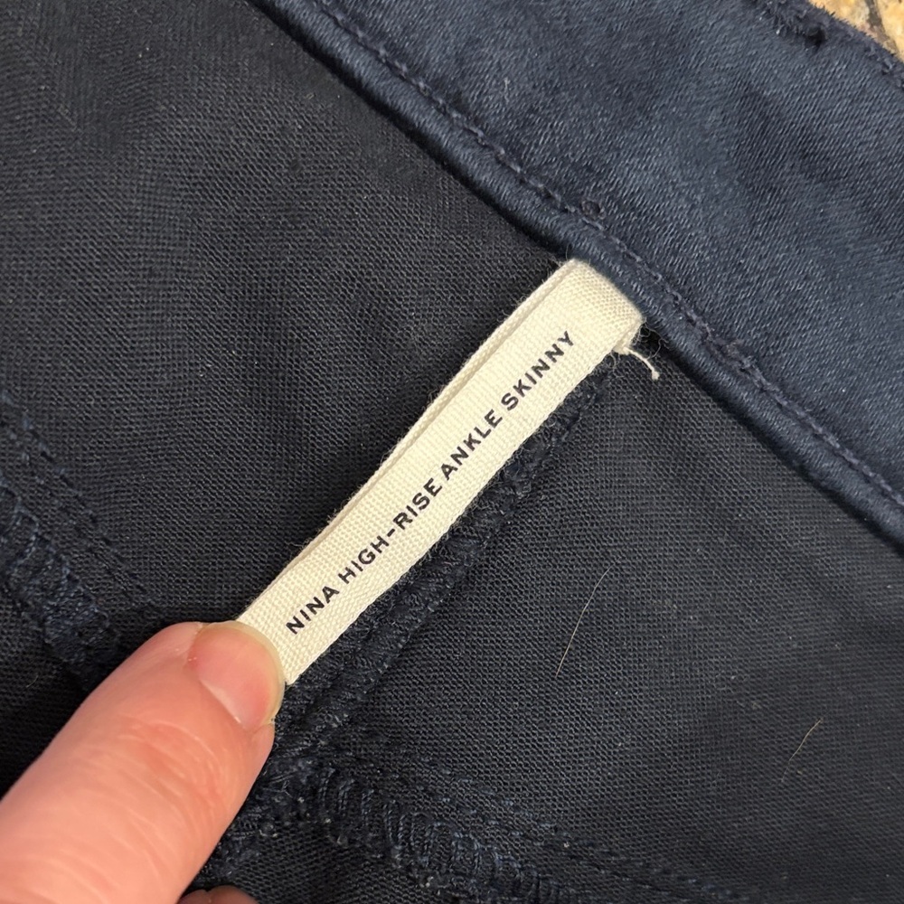 Rag & Bone Nina High Rise Ankle Skinny Velvet Pants Navy Size 27 - Picture 3 of 7
